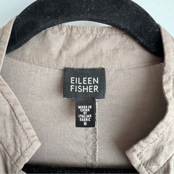 Eileen Fisher Taupe Collarless Button Front Jacket Women’s Small Minimalist Chic - Picture 6 of 14